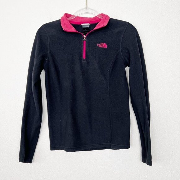 The North Face Womens Small Black Pink 1/4 Zip Fleece Pullover - Picture 1 of 8